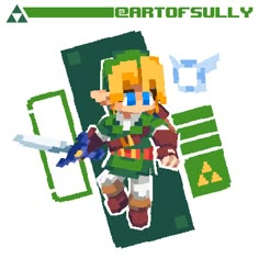 the legend of zelda character in pixel art