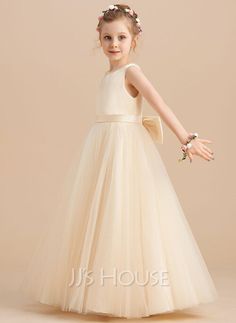 Flower Girl Dresses Floor Length, Tulle Gowns, Sleeveless Flower Girl Dresses, Girls Ball Gown, Princess Flower Girl Dresses, Girls Dresses Online, Ball Gowns Princess, Tulle Flower Girl, Satin Tulle