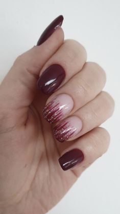 Pink And Burgundy Nail Designs, Nail Art Maroon Simple, Maroon Nail Ideas, Brown Acrylic Nails, Couture Nails, Red Chrome, Bridal Nail Art, Cute Simple Nails