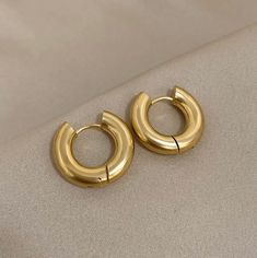 Chunky Stainless Steel Thick Hoop Earrings for Women Punk Round Half Circle Huggies Hoop Earrings Rock Gold Color Jewelry Gold Hoop Plug Earrings, Metal Huggie Hoop Earrings For Pierced Ears, Tarnish-resistant Metal Hoop Cartilage Earrings, Huggies Hoop Earrings, Thick Hoop Earrings, Bamboo Hoop Earrings, Color Jewelry, Half Circle, Silver Hoop Earrings