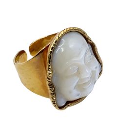 Little Buddha Man is 3/4 of an inch tall. The Band is double dipped in 18K Gold Plating. The ring is also adjustable. Little Buddha, Magnolia Pearl, Sweater Sale, Gift Card Sale, The Band, The Ring, Gift Accessories, Bracelet Stack, Fragrance Candle