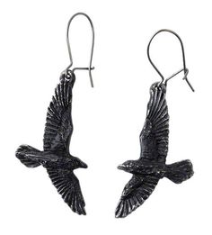 Black+Raven+Earrings Pewter Earrings, Alchemy Gothic, Black Birds, Black Raven, Jewelry Box Diy, Gothic Earrings, Goth Jewelry, Your Character, Gothic Jewelry