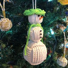 Lime Green Cap Nautical Snowman Hand Woven Monkey Knots for your tree Mystic Knotwork Nautical Snowman, Monkey Knot, Nose Warmer, Purple Hats, The Snowman, Green Hats, Snowman Ornaments, Nautical Wedding, Wine Charms