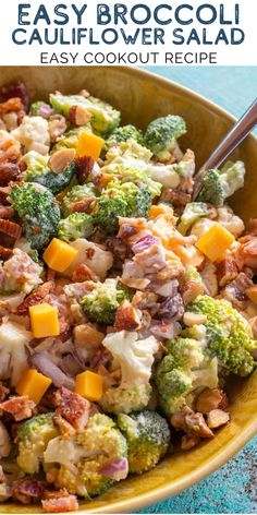 this easy broccoli cauliflower salad is the perfect side dish for any meal