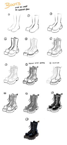 an image of different types of boots and their names on the bottom half of each boot