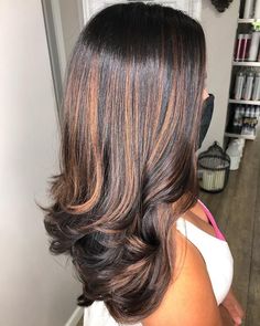 Black And Chocolate Brown Hair, Best Highlights For Black Hair, Highlights For Black Hair, Mum Hair, Wow Hair Products, Long Shiny Hair, Brown Hair Dye, Black Hair With Highlights, Quick Weave Hairstyles