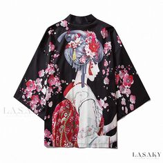 Lasaky - Japanese Ukiyo-e Inspired Digital Print Creative Kimono Robe with Carp Fish Design Kimono Geisha, Long Kimono Cardigan, Gilet Kimono, Moda Kimono, Illustrated Ladies, Harajuku Anime, Estilo Harajuku, Cardigan Plus Size, Kimono Shirt