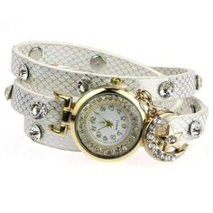 Feshionn IOBI Watches White "Look To The Moon And Stars" Sparkly Wrap Bracelet Watch in White Cup Chain Bracelet, Gold Basket, The Moon And Stars, Basket Weave Pattern, Small Watch, Stylish Bracelet, Weave Pattern, Moon And Stars, Channel Set