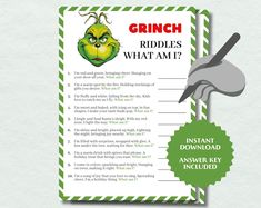 You've Been Grinched, Funny Printable Grinch Game, Grinch Party Game for Adults, You Been Grinched Instant Download Grinchmas Game - Etsy Christmas Questions And Answers, Grinch Activity, Who Am I Game, Christmas Tv Specials, Christmas Questions, Christmas Riddles, Popular Christmas Songs, Grinch Christmas Party