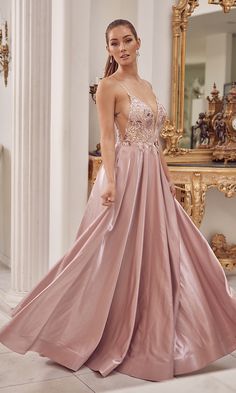 Narianna-Mauve Pink Long Sheer-Bodice Formal Prom Dress Pink Evening Gowns, Prom Dresses Long Pink, Colorful Dresses Formal, Strapless Prom Dress, Long Sleeve Dress Formal, Embroidered Bodice, Burgundy Bridesmaid Dresses, Bra Cup, Black Bridesmaid Dresses