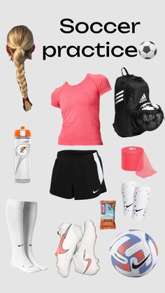 a woman's soccer uniform and accessories are shown