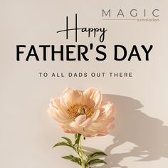 a happy father's day card with a pink flower