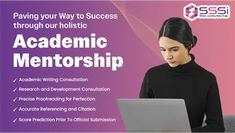 a woman sitting in front of a laptop computer on top of a purple background with the words, paying your way to success through our holsticc