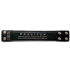 Ships in 1 to 2 business days Forgiven bracelet features various Scripture about forgiveness. Made from durable genuine leather. This fashionable bracelet provides a powerful reminder that you are Forgiven by His blood. Size: 1 1/2" wide Snaps for an 8" or 9" bracelet Faith Based Jewelry, Leather Bracelet For Men, John 3 16, Black Leather Bracelet, Bible Quote, John 3:16, John 3, Bracelet Style, Christian Jewelry