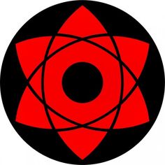 a red and black circle with an abstract design