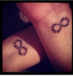 two people with matching tattoos on their wrists