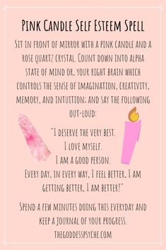 Candle Magick Spells, Self Love Spell, Candle Magic Spells, Pink Candle, Eclectic Witch, Candle Magick