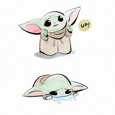 Star Wars Cute Drawing, Star Wars Cartoon Drawings, Cute Star Wars Drawings, Grogu Drawing, Star Wars Dibujos, Baby Yoda Drawing, Yoda Drawing, Yoda Art, Star Wars Cartoon