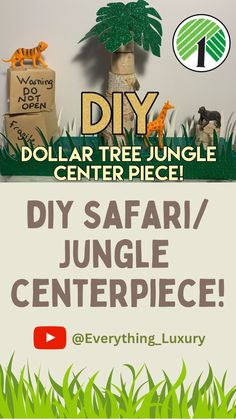 an advertisement for the dollar tree jungle centerpiece