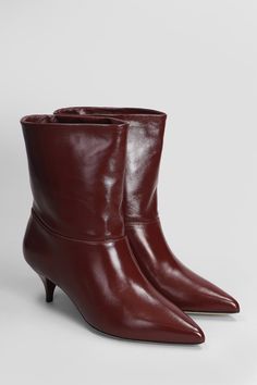 High heels Ankle boots in bordeaux leather, pointed toe, slip on, stitching detail, 60 mm heel, leather sole, 100% leather, Made in Italy Slavic Style, High Heels Ankle Boots, Tom Ford Handbags, New Bottega, High Heel Boots Ankle, Sneaker Wedge, Heeled Ankle Boots, Tory Burch Shoes, Beautiful Shoes