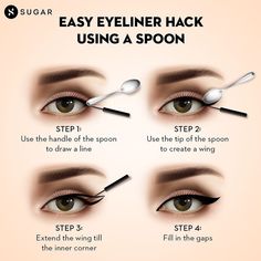 Spoon Eyeshadow Trick, Unique Eye Makeup, Easy Eyeliner, Eye Make Up Videos, Eye Eyeliner, Eyeshadow Styles, Makeup For Older Women, Makeup Order, Learn Makeup