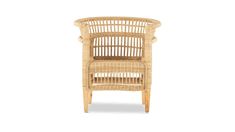 a wicker chair on a white background