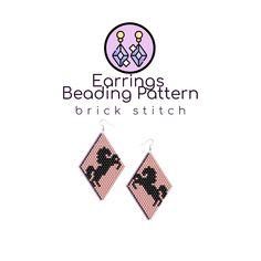 the earrings are made with cross stitch and have black horses on them, as well as pink