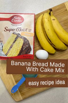 cake mix recipes Banana And Cake Mix Recipes, Banana Bread With Box Cake, Boxed Banana Bread, Banana Bread With Cake Mix Easy, Box Cake Mix Banana Bread, 2 Ingredient Banana Bread, Easy Yummy Banana Bread, Banana Bread Cake Mix Easy, Recipe For Banana Bread Easy