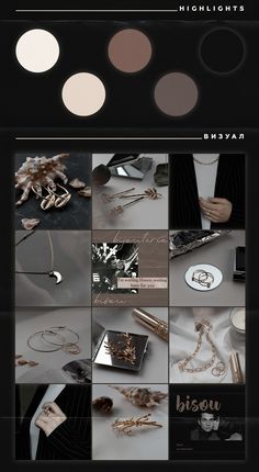 a collage of photos showing different types of jewelry and accessories, including necklaces