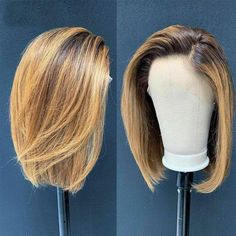 Affordable Human Hair Wigs, Blonde Balayage Highlights, Ash Blonde Balayage, Ombre Lace Front, Bob Lace Front Wigs, Short Hair Wigs, Ombré Hair, Lace Front Human Hair Wigs, Human Virgin Hair