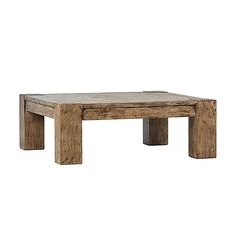 a wooden coffee table with two legs and a square top on an isolated white background