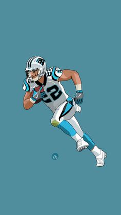 a drawing of a football player running with the ball in his hand and wearing a helmet