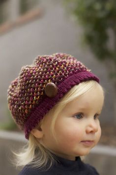 Petite Purls - Winter 2012 Couture Bb, Beret Pattern, Diy Sy, Bonnet Crochet, Haken Baby, Knitting For Kids, Free Knitting Pattern, Baby Hat, Knitted Hat