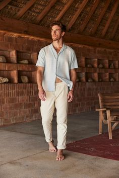 With a relaxed fit and broken-in softness, they're the perfect vacation pants. Popular Pants, Vacation Pants, Beach Pants, Light Blue Color, Linen Pants, Dress Backs, Warm Weather