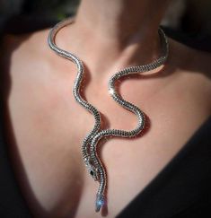 Snake Choker Necklace, Snake Necklace Silver, Silver Snake Bracelet, Fancy Necklace, Snake Jewelry, Snake Bracelet, Snake Necklace, Dope Jewelry, Mesh Bracelet