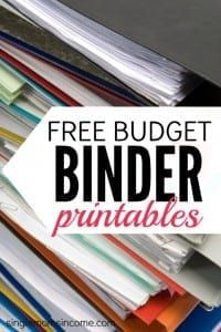 a pile of binders with the words free budget binder printables on top