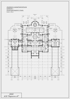 an architectural drawing shows the floor plan for a large building with two stories and three floors