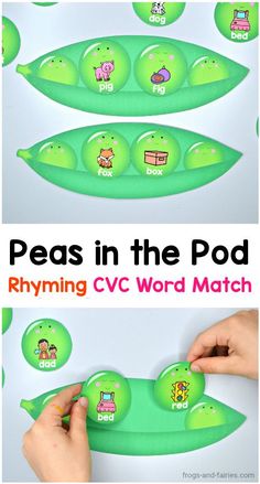 peas in the pod rhyming cvc word match game for kids to play