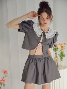 Short Cardigan, Grey Cardigan, Tube Top, A Line Skirts, Puff Sleeve, Gray Color, Ballet Skirt, Sleeve Length, Lace