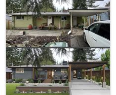 before and after photos of a house with landscaping