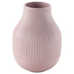 a pink vase with wavy lines on the bottom is shown in front of a white background