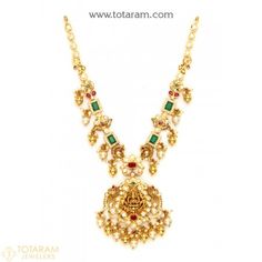 22K Gold Temple Jewellery Necklaces -Indian Gold Jewelry -Buy Online Celebration Pendant Necklace With Jewels, Ceremonial Pendant Necklace With Jewels, Temple Jewelry Necklaces With Jewels For Festivals, Elegant Necklace With Large Pendant For Festivals, Jeweled Pendant Necklace For Festivals, Festival Temple Jewelry Necklaces With Jewels, Elegant Necklaces With Large Pendant For Festivals, Festival Pendant Necklace With Jewels, Luxury Jeweled Pendant Necklace For Festivals