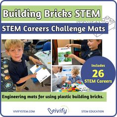 Our Building Bricks STEM Challenge Mats are back to introduce 26 STEM Careers! Ignite your students' passion for STEM! Build a brighter future, one brick at a time. Engineering Design Challenge, Engineering Challenges, Stem Curriculum, Stem Ideas, Stem Careers, Stem Lesson, Engineering Challenge