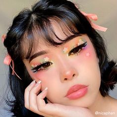 Prismatic Radiance Palette & Liner Set | Amorus USA Bright Colored Makeup Looks, Easy Spring Makeup Looks, Cool Makeup Inspiration, Cute Face Makeup Art, Fantasy Make Up Looks, Easter Makeup Looks Pastel Colors, Cute Makeup Looks Picture, Cute Festival Makeup, White And Pink Makeup Looks