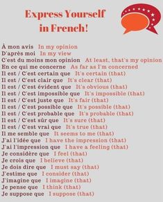 the words express yourself in french