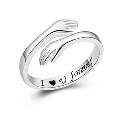 PRICES MAY VARY. I ❤️ U️🙌 A hug is a symbol of comfort, encouragement, love and protection. Engraved “I ❤️ U forever” on arms to endow a unique meaning to this hug ring. It shows your deep love to your loved one. I ❤️ U🙌Special design with touching words make it a perfect gift for your family members, girlfriend, your best friend. This will let them know you will love her/him forever. I ❤️ U🙌Hug Ring Size: #7. This open ring is adjustable, could be adjusted from size 6 to size 9. I ❤️ U🙌Made Ballet Necklace, Gifts For Daughters, Matching Necklaces For Couples, Hug Ring, Dance Gifts, Friendship Jewelry, Couple Necklaces, Sister Wife, Amazon Products