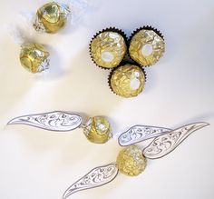 some chocolate candies are sitting on a table