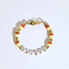 Kansas City Chiefs Bracelet 2024 Super Bowl Champs Chiefs Heishi Bracelet, Kansas City Chiefs Clay Bead Bracelet, Chiefs Bracelet Ideas, Kc Chiefs Bracelets, Chiefs Bracelet, Kansas City Chiefs Bracelets, Kansas City Bracelets, Kansas City Chiefs, Super Bowl