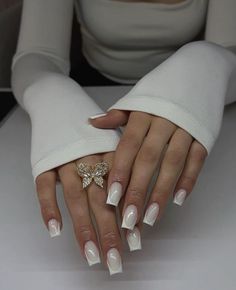 Milky french Nails🤍 Shiny French Nails, Milky French Nails, Maintenance Week, Prom Essentials, Nails Engagement, Elegant Touch Nails, White Gel Nails, Milky Nails, Square Nail Designs