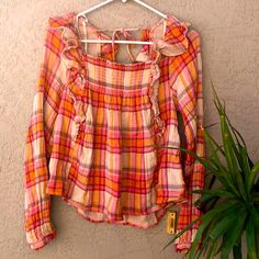 Nwt Free People Tea Combo Top Size-Small Brand-Free People Retail-$118 Pit To Pit 17’ Length-22 1/2 100% Cotton Cute Pink Tops For Brunch, Plaid Tops For Beach Outings In Spring, Plaid Tops For Beach And Spring Season, Plaid Tops For Spring, Casual Pink Tops For Brunch, Casual Pink Top For Vacation, Pink Tops For Brunch In Fall, Pink Tops For Day Out In Fall, Pink Fall Top For Brunch